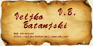 Veljko Batanjski vizit kartica